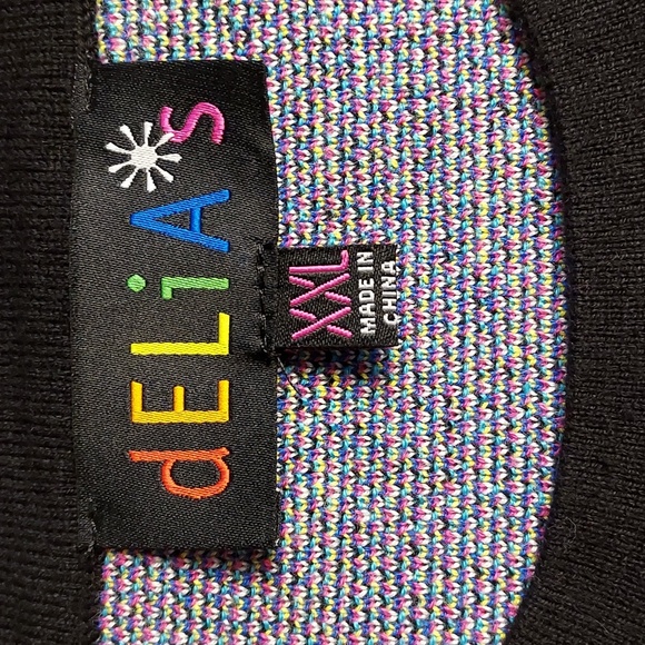 Dolls Kill dELiA*s NWOT Black Multicolored Floral Knit Long Sleeve Sweater XXL - Picture 7 of 8